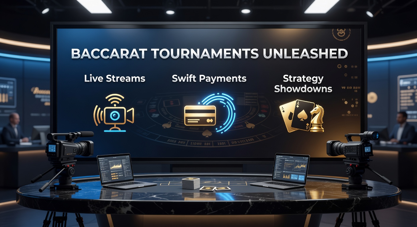 Spieler am Baccarat-Tisch während eines intensiven Live-Turniers mit digitalen Bildschirmen und jubelnden Zuschauern