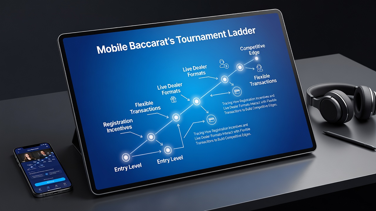 Visualisierung der mobilen Baccarat-Turnierleiter mit Anreizen und Live-Formaten