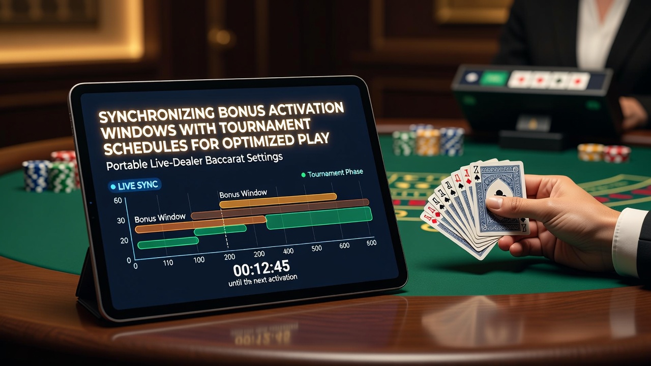 Mobile Live-Baccarat-Session mit synchronisierten Bonusfenstern und Turnierkalender auf Tablet und Smartphone