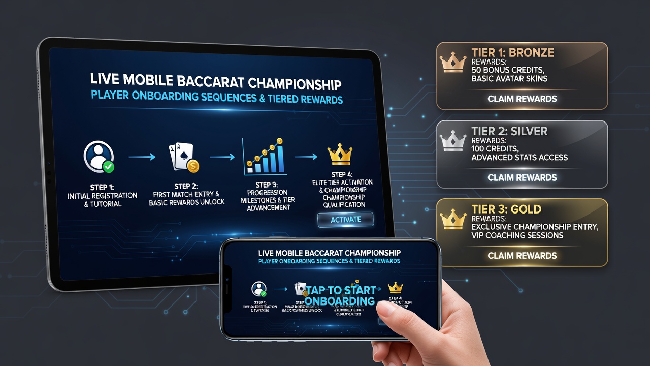 Visualisierung von Datenflüssen bei der Aktivierung gestaffelter Belohnungen in Live-Mobile-Baccarat-Turnieren